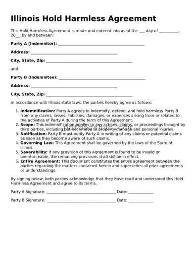 Attorney-Approved Illinois Hold Harmless Agreement Form
