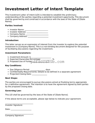 Legal Investment Letter of Intent Template