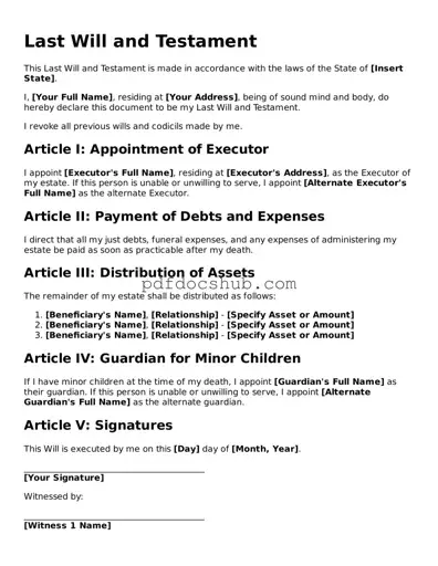 Legal Last Will and Testament Template