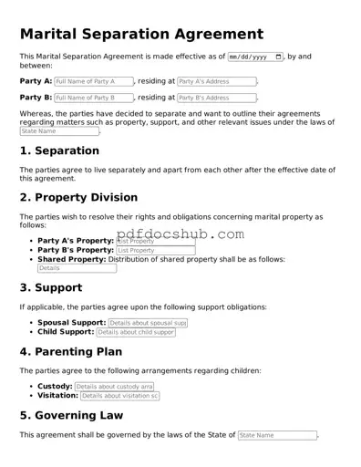 Legal Marital Separation Agreement Template