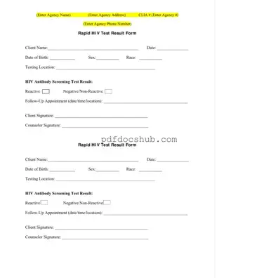 Negative Hiv Test Template