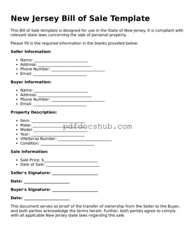 Attorney-Approved New Jersey Bill of Sale Form