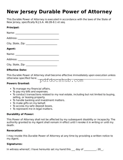 Attorney-Approved New Jersey Durable Power of Attorney Form