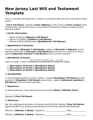 Attorney-Approved New Jersey Last Will and Testament Form