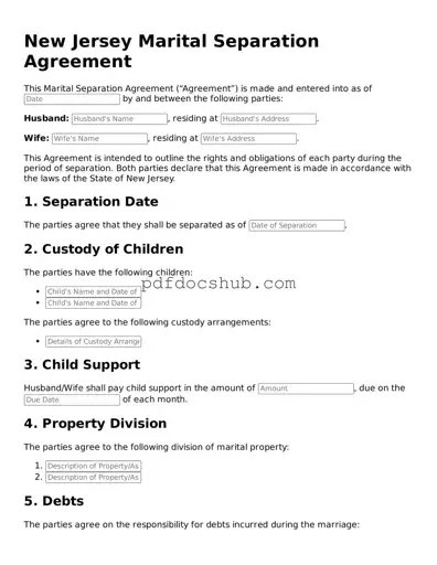 Attorney-Approved New Jersey Marital Separation Agreement Form