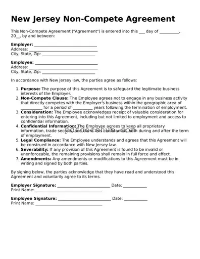 Attorney-Approved New Jersey Non-compete Agreement Form
