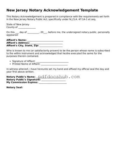 Attorney-Approved New Jersey Notary Acknowledgement Form
