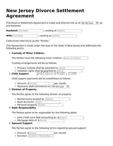 Attorney-Approved New Jersey Divorce Settlement Agreement Form