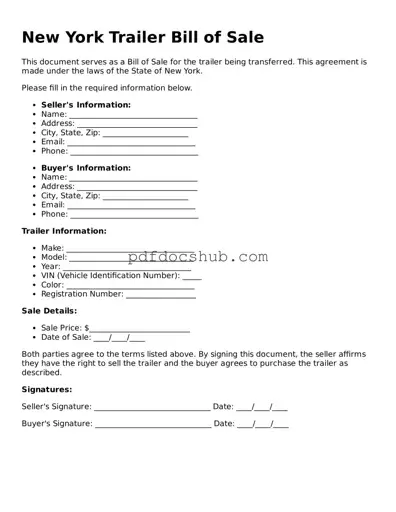 Attorney-Approved New York Trailer Bill of Sale Form