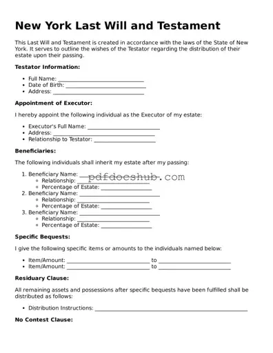 Attorney-Approved New York Last Will and Testament Form