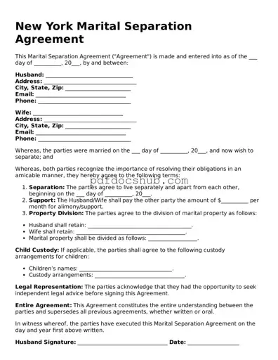 Attorney-Approved New York Marital Separation Agreement Form