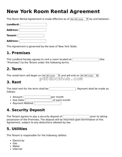 Attorney-Approved New York Room Rental Agreement Form