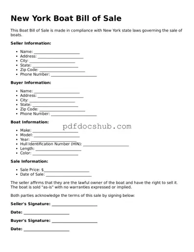 Attorney-Approved New York Boat Bill of Sale Form