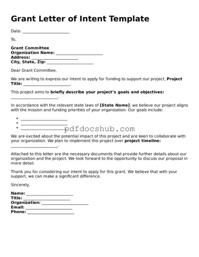 Legal Grant Letter of Intent Template
