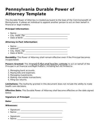Attorney-Approved Pennsylvania Durable Power of Attorney Form