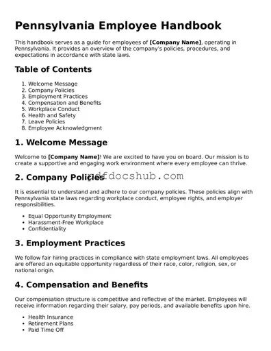 Attorney-Approved Pennsylvania Employee Handbook Form