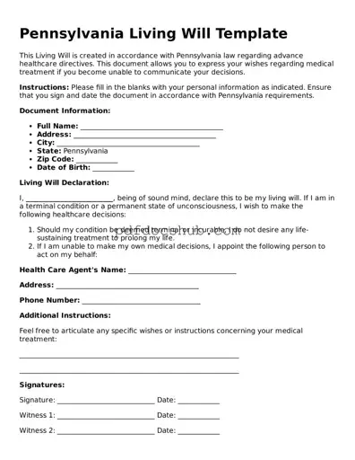 Attorney-Approved Pennsylvania Living Will Form