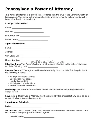 Attorney-Approved Pennsylvania Power of Attorney Form