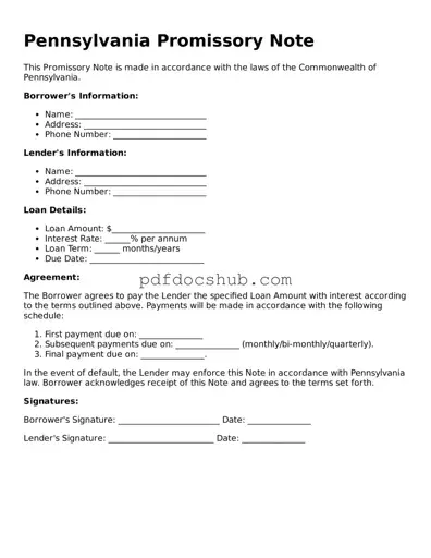 Attorney-Approved Pennsylvania Promissory Note Form
