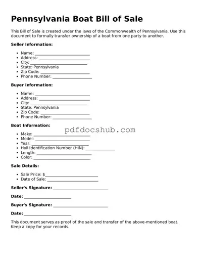 Attorney-Approved Pennsylvania Boat Bill of Sale Form