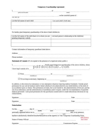 Temporary Custody Template