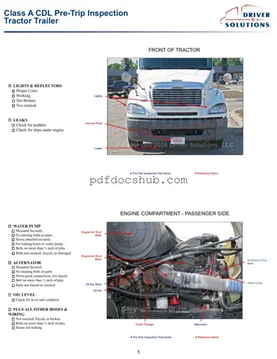 Pre Trip Inspection Checklist Template