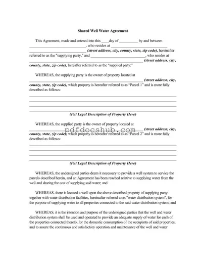 Shared Well Agreement Template