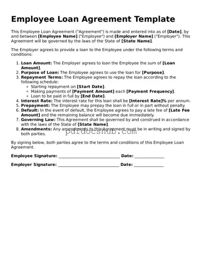 Legal Employee Loan Agreement Template