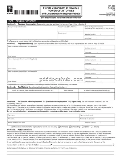 Tax POA dr 835 Template