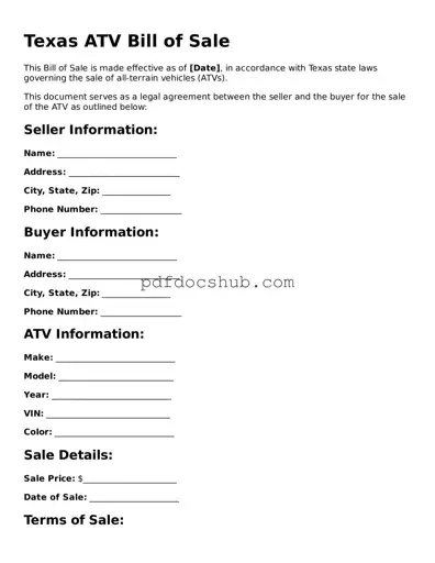 Attorney-Approved Texas ATV Bill of Sale Form