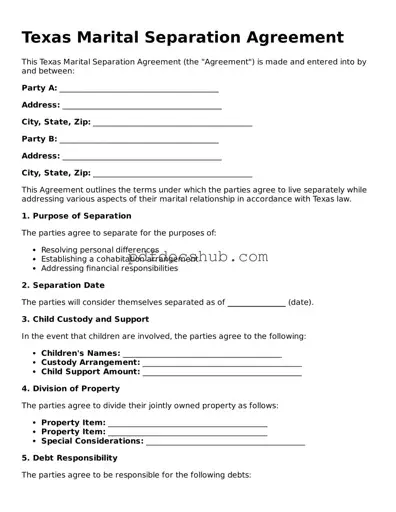 Attorney-Approved Texas Marital Separation Agreement Form