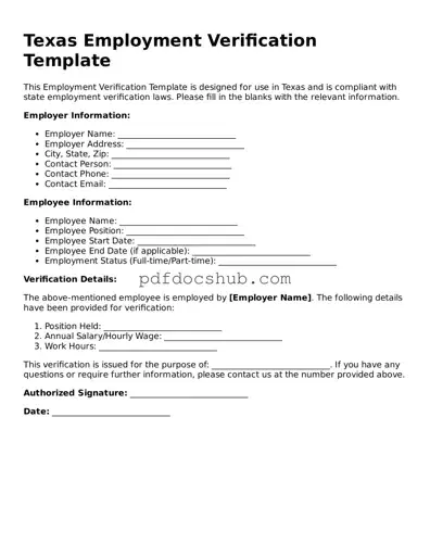 Attorney-Approved Texas Employment Verification Form