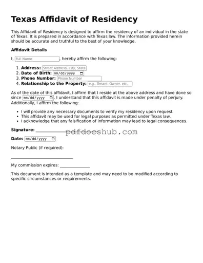 Attorney-Approved Texas Affidavit of Residency Form