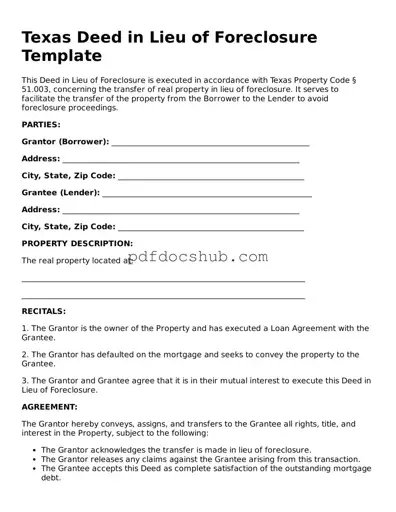 Attorney-Approved Texas Deed in Lieu of Foreclosure Form