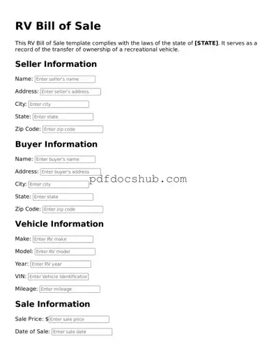 Legal RV Bill of Sale Template