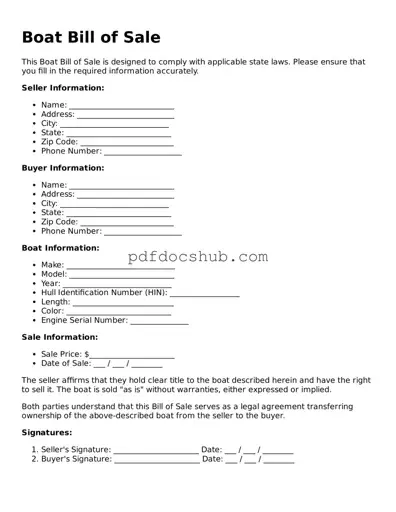 Legal Boat Bill of Sale Template