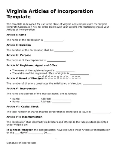Attorney-Approved Virginia Articles of Incorporation Form