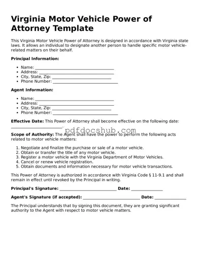 Attorney-Approved Virginia Motor Vehicle Power of Attorney Form