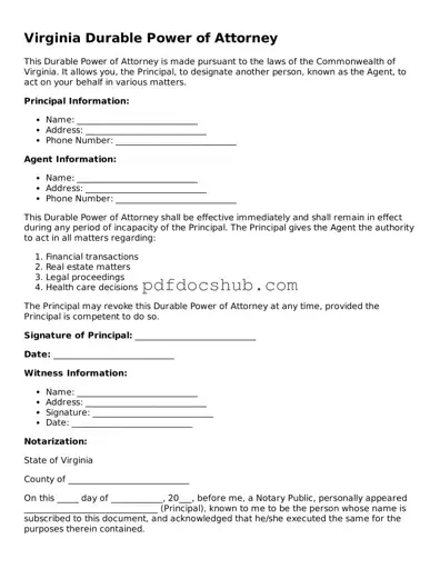 Attorney-Approved Virginia Durable Power of Attorney Form
