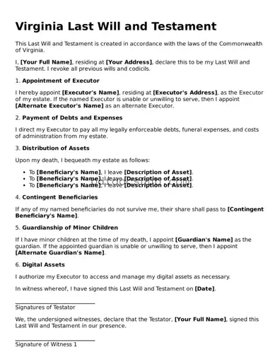 Attorney-Approved Virginia Last Will and Testament Form