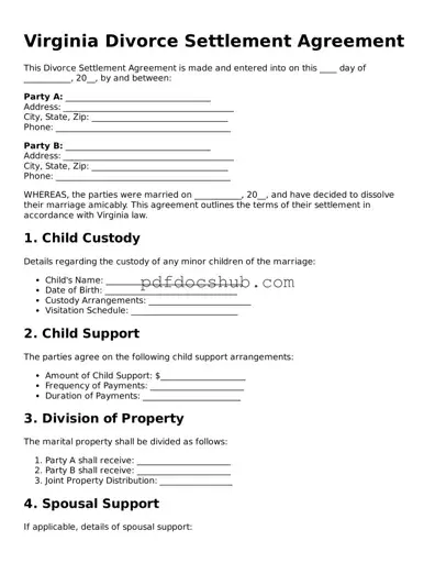 Attorney-Approved Virginia Divorce Settlement Agreement Form