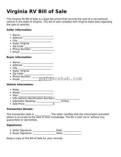 Attorney-Approved Virginia RV Bill of Sale Form