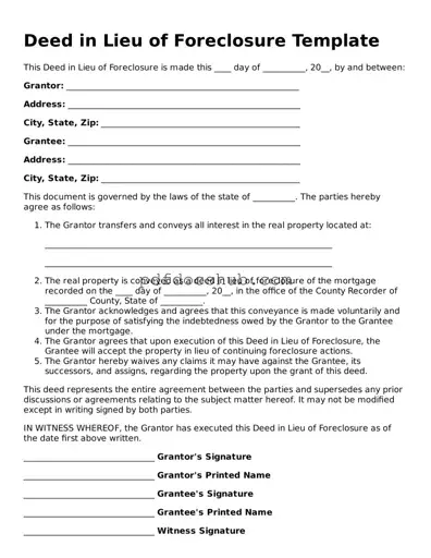 Legal Deed in Lieu of Foreclosure Template