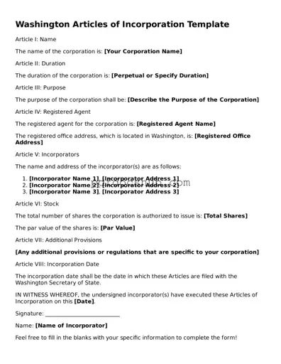 Attorney-Approved Washington Articles of Incorporation Form