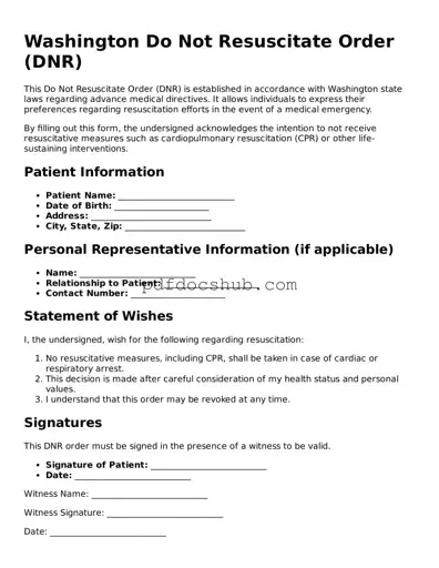 Attorney-Approved Washington Do Not Resuscitate Order Form