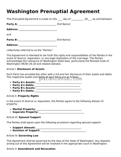 Attorney-Approved Washington Prenuptial Agreement Form