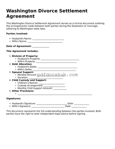 Attorney-Approved Washington Divorce Settlement Agreement Form