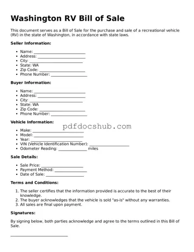 Attorney-Approved Washington RV Bill of Sale Form