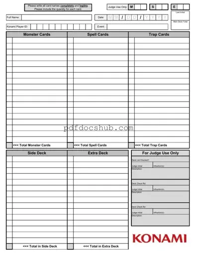Konami Decklist Template