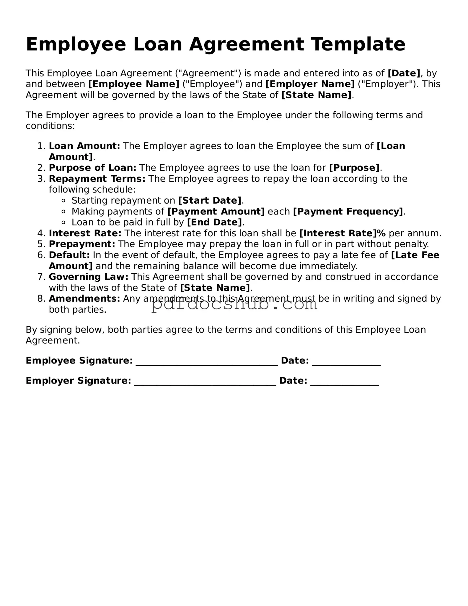 Legal Employee Loan Agreement Template